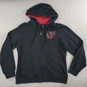 Houston Texans Jacket Hoodie Women's Sz M NFL Full Zip Dark Gray Pocket Pro Line
